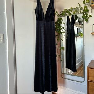 Jenny Yoo French Blue Velvet Deep-V Formal Dress (Anthropologie)
